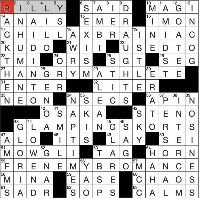 Filled in crossword grid for ClassiCanadian Crosswords 5 June 2024