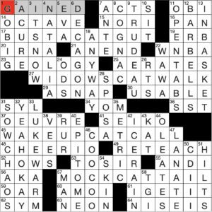 Filled in crossword grid for ClassiCanadian Crosswords 15 January 2025